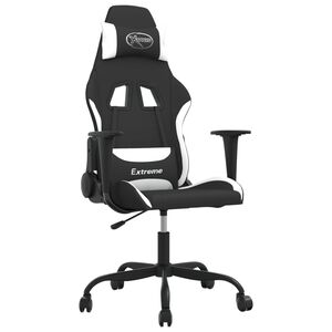 vidaXL Massage gamestoel stof zwart en wit