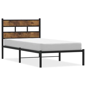 vidaXL Bedframe zonder matras metaal gerookt eikenkleurig 75x190 cm