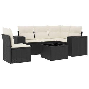 vidaXL 6-delige Loungeset met kussens poly rattan zwart