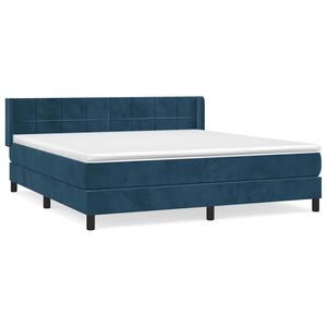vidaXL Boxspring met matras fluweel donkerblauw 180x200 cm