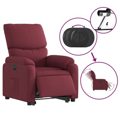 vidaXL Sta-op-stoel elektrisch verstelbaar stof wijnrood