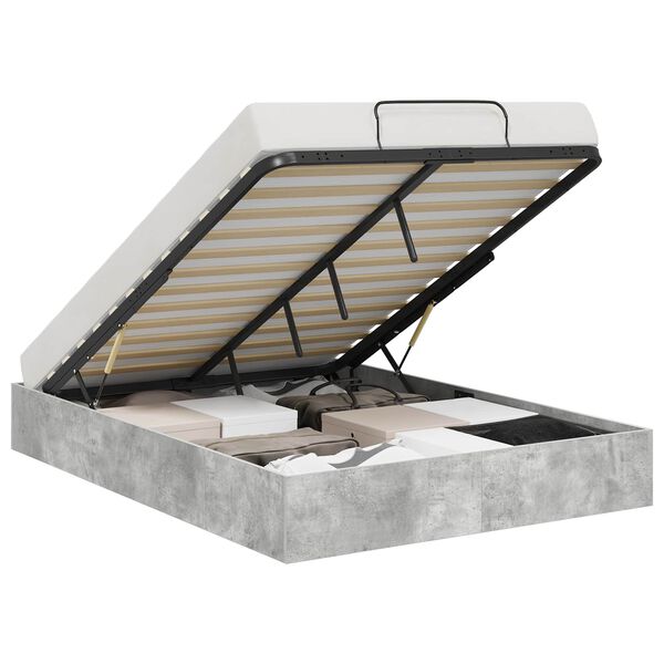 vidaXL Ottoman Bedframe Beton Grijs 150 x 200 cm Bewerkt hout
