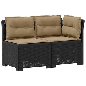 vidaXL Tweedelige Tuinbank met Kussens Rattan Look PP Antraciet