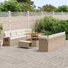 vidaXL Tuin Sofa Set met kussen 11 pcs Beige en Cr&egrave;me poly rattan