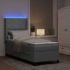 vidaXL LED Box Spring Bed met matras Lichtgrijs 80 x 200 cm Stof