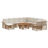 vidaXL Tuinbankenset 12 st Natuurlijk en Cr&egrave;me Wit poly rattan