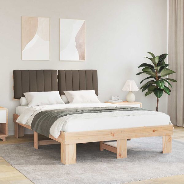 vidaXL Bedframe met Gevoerd Hoofdgedeelte Taupe 140 x 190 cm