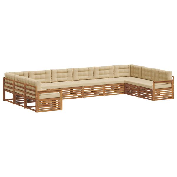 vidaXL Sofa-Sets 4 pcs Natuurlijk en Beige Massief Acaciahout