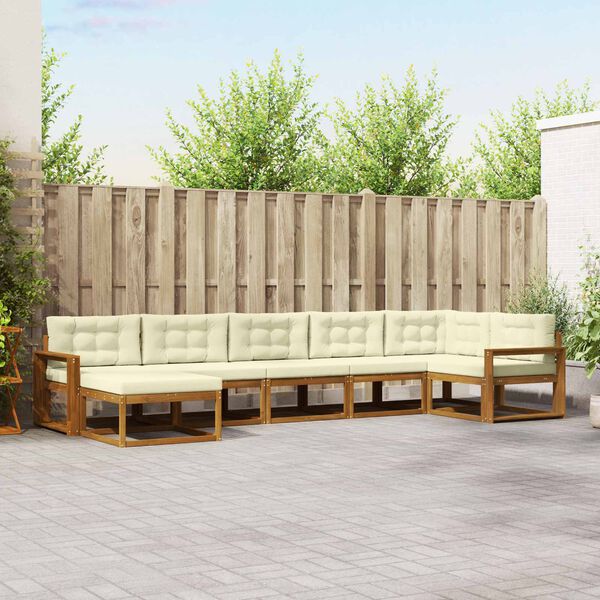 vidaXL Buiten bankenset met kussen 7 pcs Natuurlijk en Cr&egrave;me