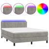 vidaXL Boxspring met matras en LED fluweel lichtgrijs 140x200 cm