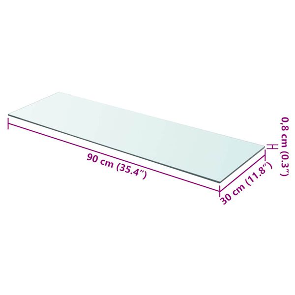 vidaXL Wandschap transparant 90x30 cm glas