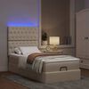 vidaXL Ottoman bed met matras en LED's 90x190cm stof cr&egrave;mekleurig