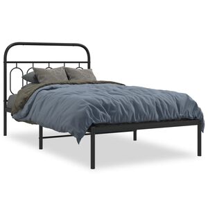 vidaXL Bedframe met hoofdbord metaal zwart 107x203 cm