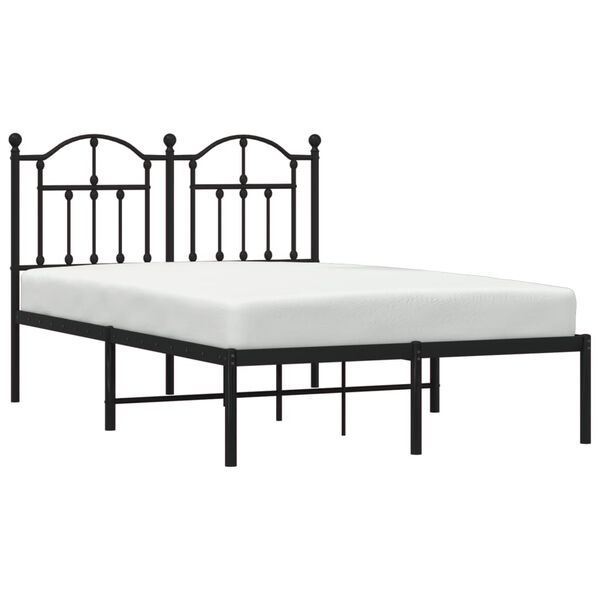 vidaXL Bedframe met hoofdbord metaal zwart 120x200 cm