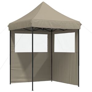 vidaXL Partytent inklapbaar pop-up met 2 zijwanden taupe