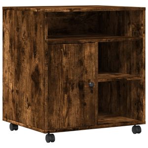 vidaXL Printerkastje met wielen 60x50x67 cm gerookt eikenkleurig