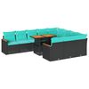 vidaXL 11-delige Loungeset met kussens poly rattan zwart