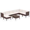 vidaXL 9-delige Loungeset met kussens poly rattan bruin