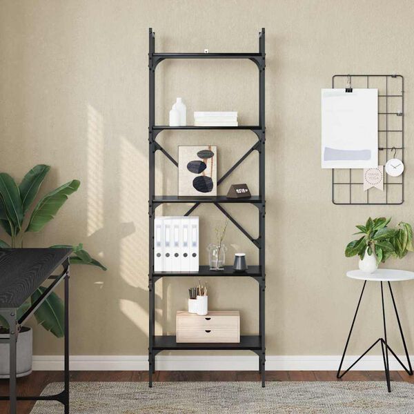 vidaXL Boekenkast Zwart Eiken 56 x 32 x 174 cm Bewerkt hout