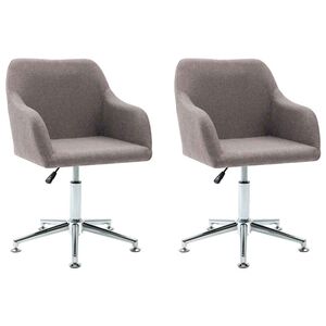 vidaXL Eetkamerstoelen draaibaar 2 st stof taupe