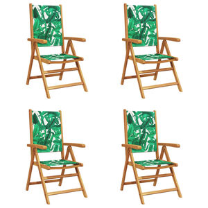 vidaXL Verstelbare klapstoelen, 4 stuks, groene stof en massief hout.