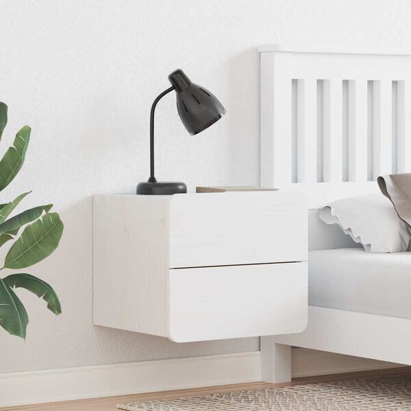 vidaXL Nachtkastje met lade Wit 39 x 34 x 33 cm Massief grenenhout