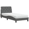 vidaXL Bed met matras stof donkergrijs 90x200 cm