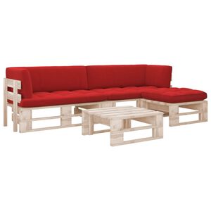 vidaXL 4-delige Loungeset pallet met kussens ge&iuml;mpregneerd grenenhout