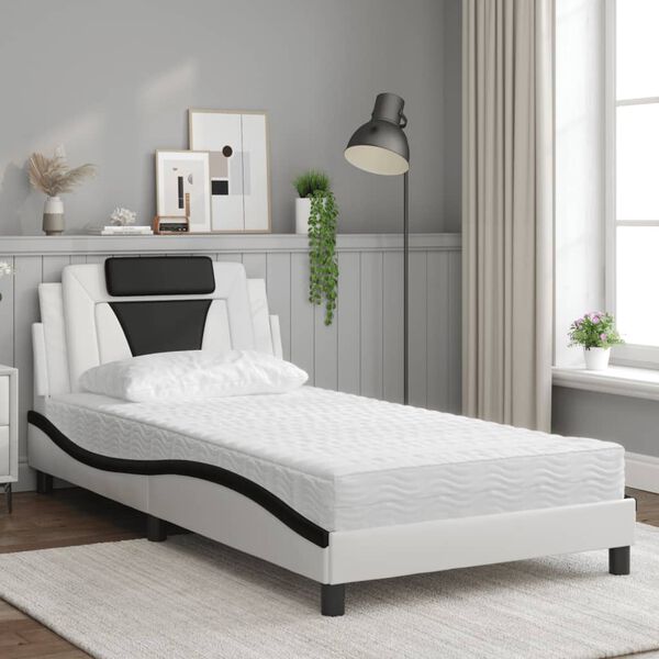 vidaXL Bed "Viana" met matras kunstleer wit en zwart 100x200 cm