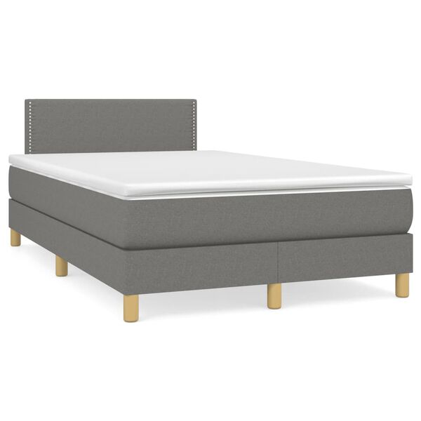 vidaXL Boxspring met matras en LED stof donkergrijs 120x190 cm