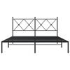 vidaXL Bedframe met hoofdbord metaal zwart 150x200 cm