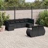 vidaXL 9-delige Loungeset met kussens poly rattan zwart