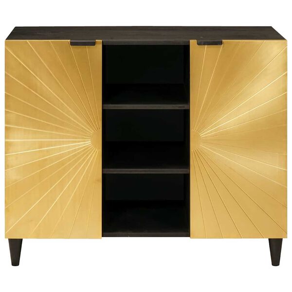 vidaXL Bijzetkast Zwart en Goud 90 x 33.5 x 75 cm massief mangohout