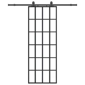 vidaXL Schuifdeur met beslagset 76x205 cm ESG glas zwart