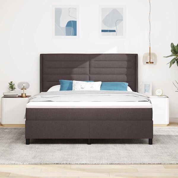 vidaXL LED Box Spring Bed met matras Donkerbruin 180 x 200 cm Stof