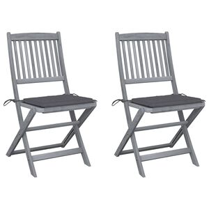 vidaXL Set van 2 klapstoelen met kussens, gemaakt van massief acaciahout.