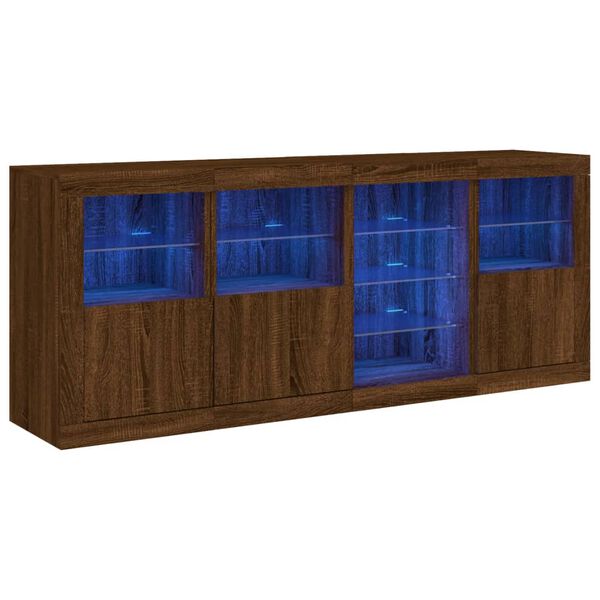 vidaXL Dressoir met LED-verlichting 164x37x67 cm bruin eikenkleur