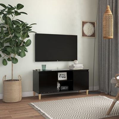 handelaar Demonteer bijtend vidaXL Tv-meubel met massief houten poten 103,5x35x50 cm zwart kopen? |  vidaXL.nl