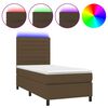 vidaXL Boxspring met matras en LED stof donkerbruin 90x190 cm