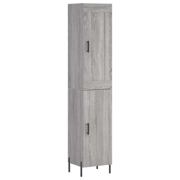 vidaXL Hoge kast 34,5x34x180 cm bewerkt hout grijs sonoma eikenkleurig