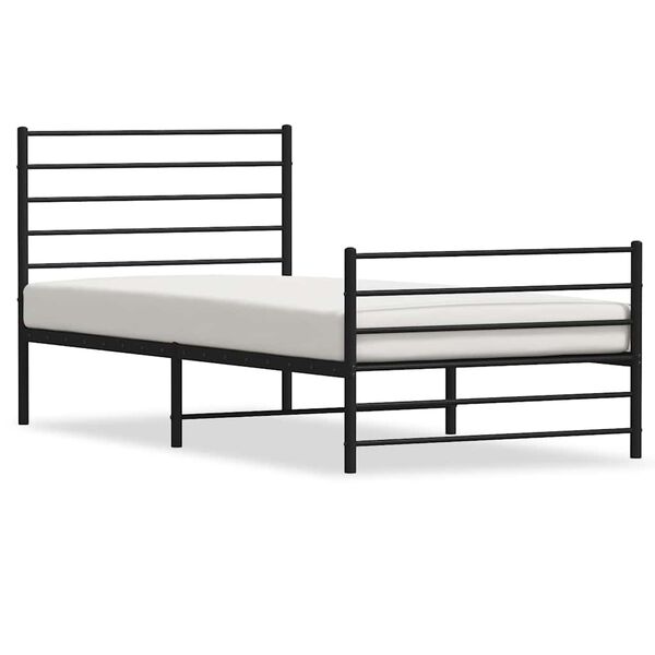 vidaXL Bedframe met hoofd- en voeteneinde metaal zwart 100x200 cm