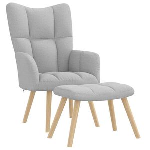 vidaXL Relaxstoel met voetenbank stof wolk grijs