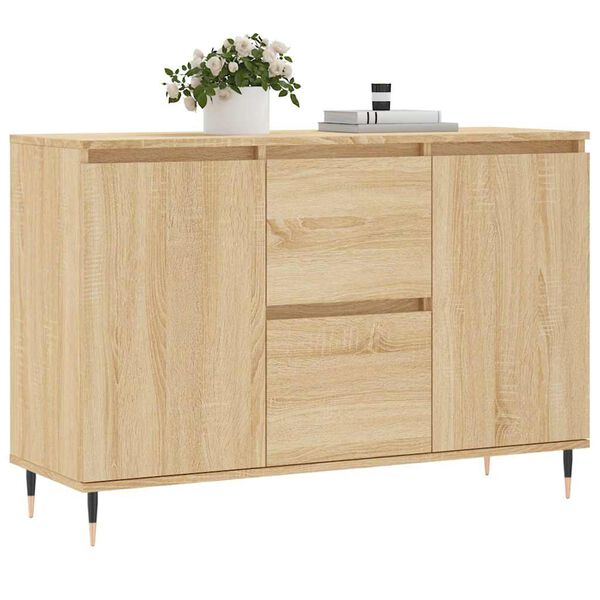vidaXL Dressoir 101,5x35x70 cm bewerkt hout sonoma eikenkleurig