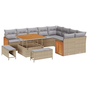 vidaXL Tuinbankenset 12 st 12-Aantal zitplaatsen Beige en Licht Grijs