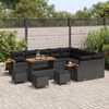 vidaXL Tuin Sofa Set met kussen met opslag Zwart Poly riet