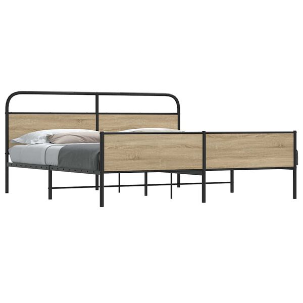 vidaXL Bedframe zonder matras metaal gerookt eikenkleurig 193x203 cm