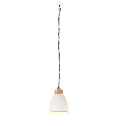 vidaXL Hanglamp industrieel E27 23 cm ijzer en massief hout wit