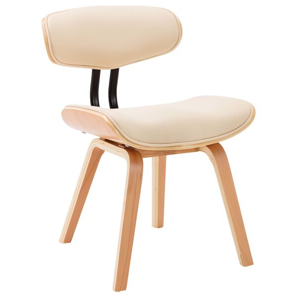 vidaXL Eetkamerstoelen 6 st gebogen hout en kunstleer cr&egrave;me