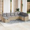 vidaXL Tuin Sofa Set met kussen met opslag 8 pcs Beige Poly riet