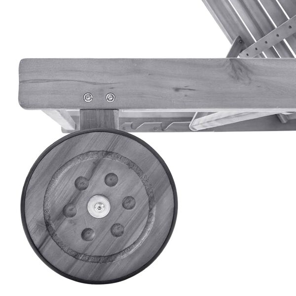 vidaXL Ligbed met kussen massief acaciahout grijs